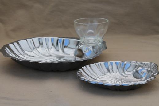 photo of vintage silver chrome tea table serving pieces - sandwich trays, butter dish, tiered plate for cake or scones #3