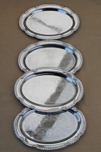 photo of vintage silver chrome tea table serving pieces - sandwich trays, butter dish, tiered plate for cake or scones #6