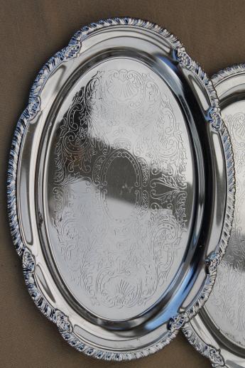 photo of vintage silver chrome tea table serving pieces - sandwich trays, butter dish, tiered plate for cake or scones #7