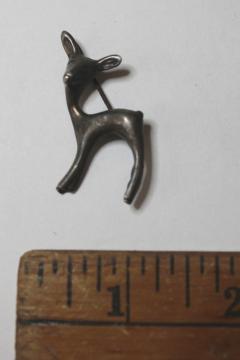 vintage silver deer pin handcrafted metal art Mexico sterling silver? 