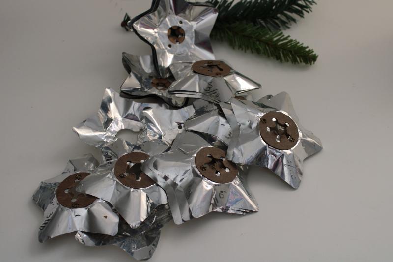 photo of vintage silver foil stars or flowers reflectors for early electric Christmas lights #5