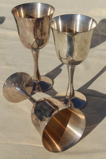 photo of vintage silver goblets set of 12, Salem Portugal silverplate wine glasses #2