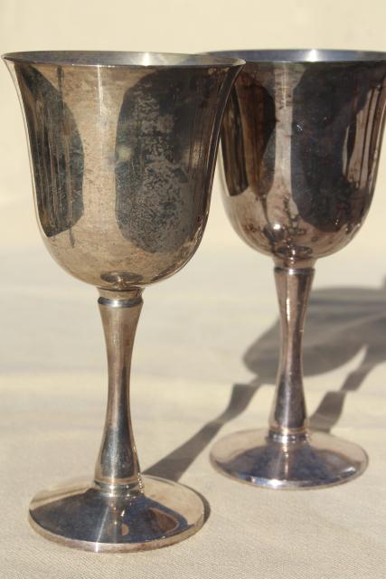 photo of vintage silver goblets set of 12, Salem Portugal silverplate wine glasses #4