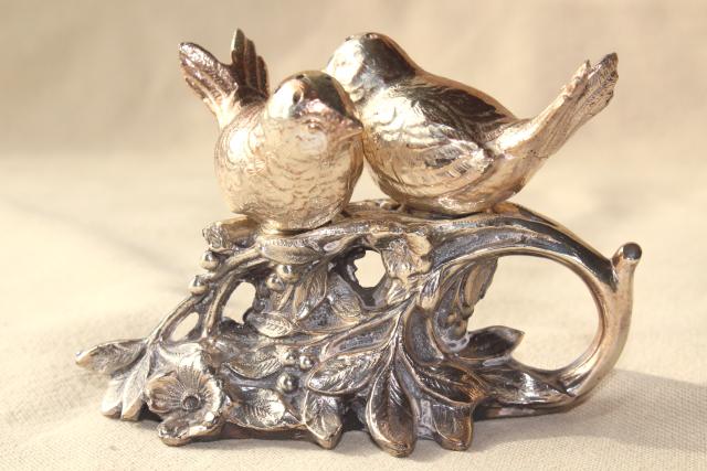 photo of vintage silver plate figural birds on a branch cast metal salt and pepper shakers set #8