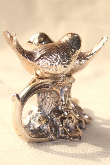 photo of vintage silver plate figural birds on a branch cast metal salt and pepper shakers set #10