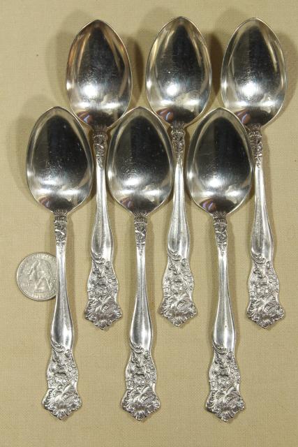 photo of vintage silver plate flatware, Wildflower clover pattern Holmes & Tuttle H & T Mfg mark #9