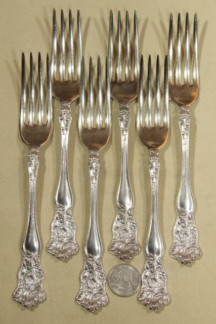 photo of vintage silver plate flatware, Wildflower clover pattern Holmes & Tuttle H & T Mfg mark #10