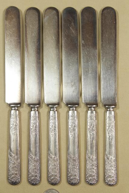 photo of vintage silver plate flatware, Wildflower clover pattern Holmes & Tuttle H & T Mfg mark #12