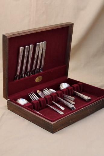 photo of vintage silver plate flatware set, Sovereign Wm Rogers International silver #7