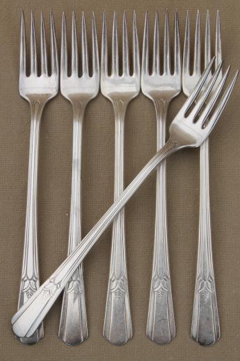 photo of vintage silver plate flatware set, Sovereign Wm Rogers International silver #14