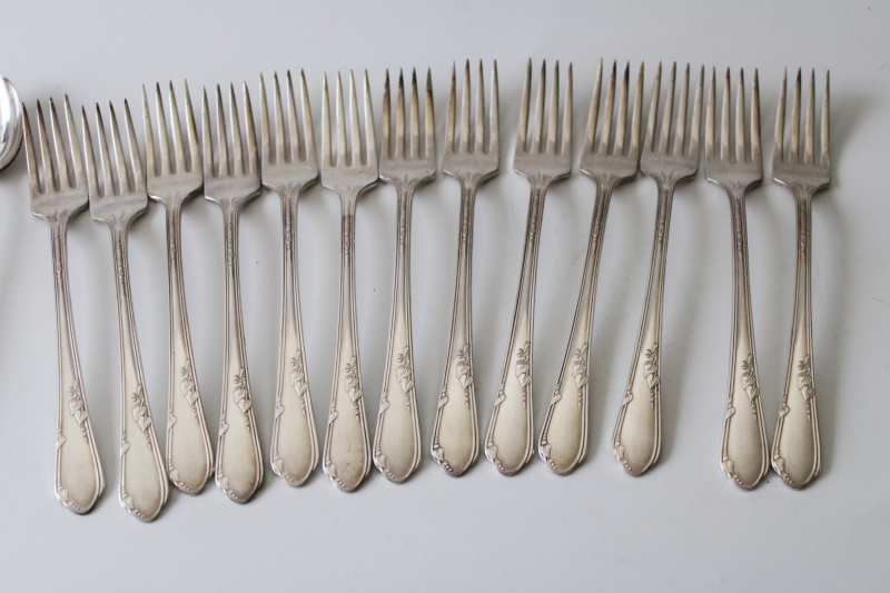 photo of vintage silver plate grille forks iced tea spoons Meadowbrook Heather, art deco flatware #2