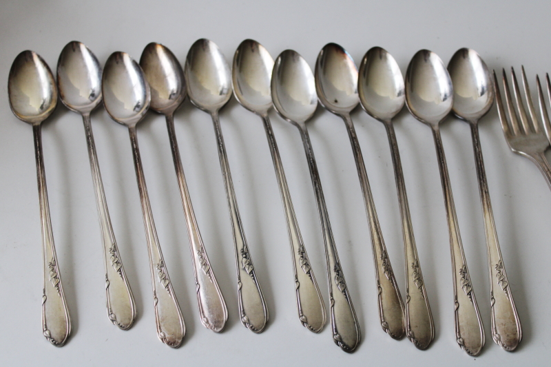 photo of vintage silver plate grille forks iced tea spoons Meadowbrook Heather, art deco flatware #3