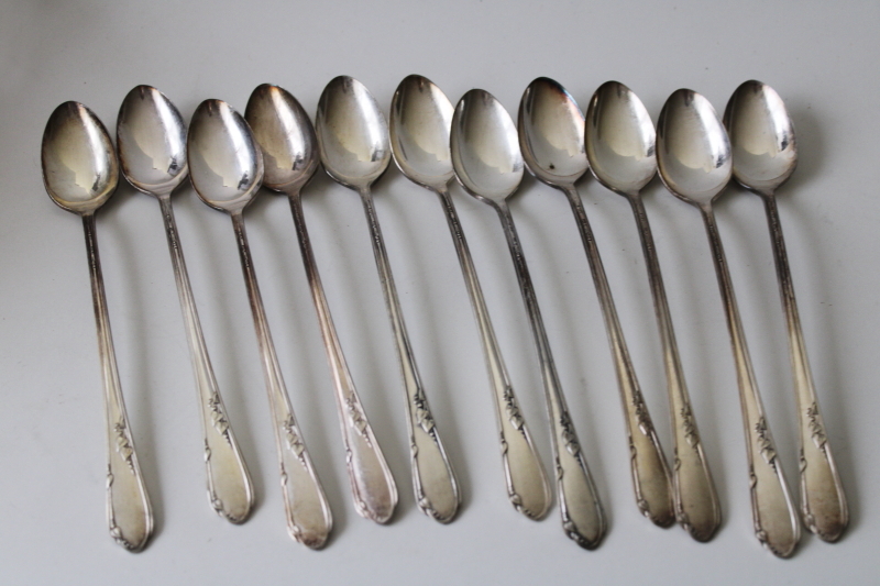 photo of vintage silver plate grille forks iced tea spoons Meadowbrook Heather, art deco flatware #6