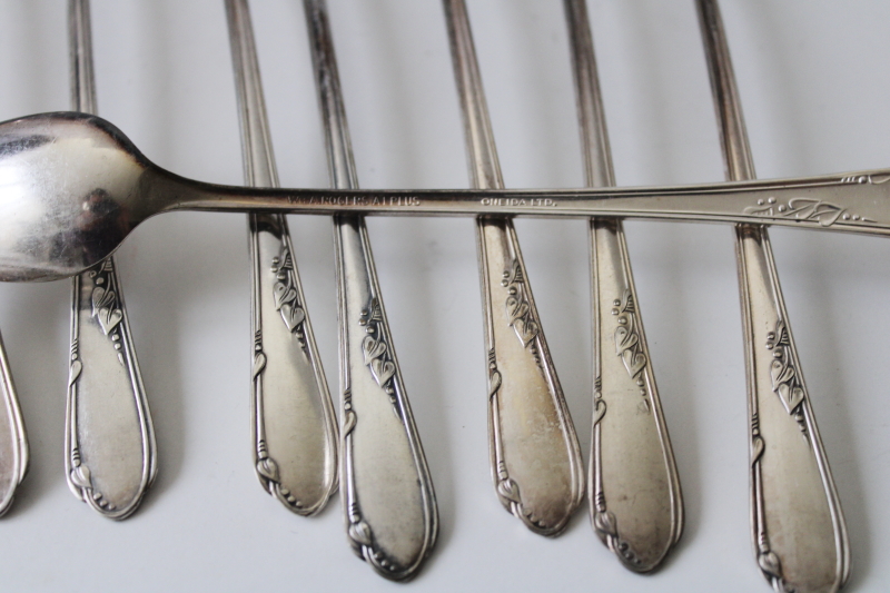 photo of vintage silver plate grille forks iced tea spoons Meadowbrook Heather, art deco flatware #7