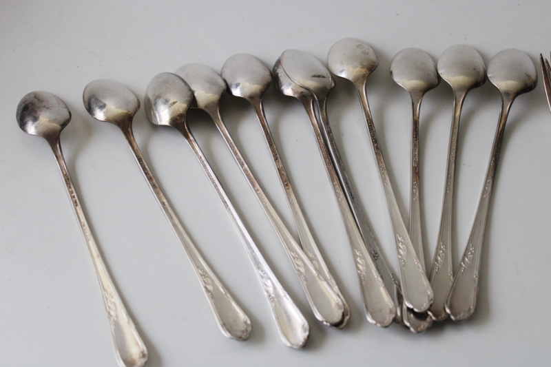 photo of vintage silver plate grille forks iced tea spoons Meadowbrook Heather, art deco flatware #8