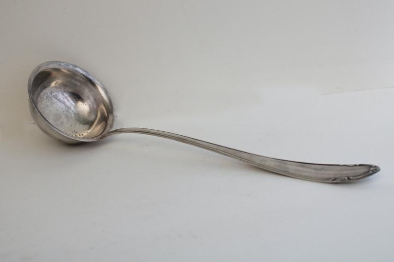 photo of vintage silver plate ladle, soup or punch, BMF (Berndorf Germany) hallmark backstamp #1