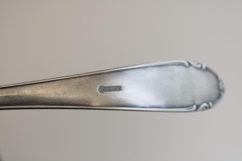 photo of vintage silver plate ladle, soup or punch, BMF (Berndorf Germany) hallmark backstamp #4