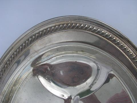 photo of vintage silver plate oval serving platter and roast plate w/ drippings well #4