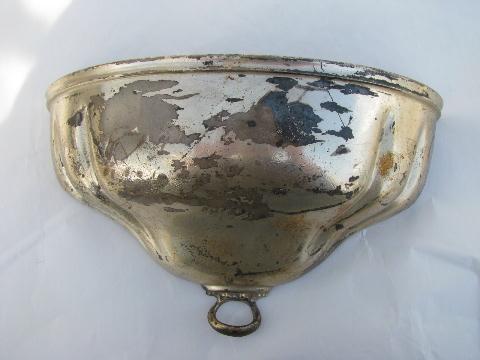 photo of vintage silver plate pair of wall pocket vases, from antique Victorian dome cover #2