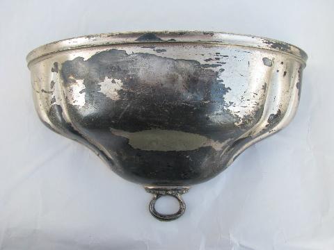 photo of vintage silver plate pair of wall pocket vases, from antique Victorian dome cover #5