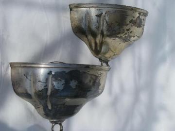 catalog photo of vintage silver plate pair of wall pocket vases, from antique Victorian dome cover