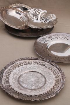 catalog photo of vintage silver plate serving trays & bonbon candy dishes for tea table or wedding