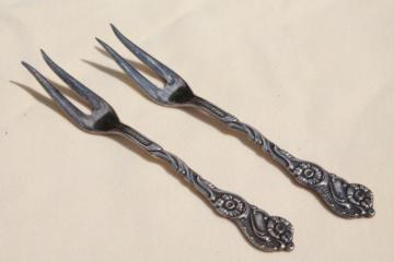 catalog photo of vintage silver plate sugar forks, Nils Johan Sweden tiny serving forks