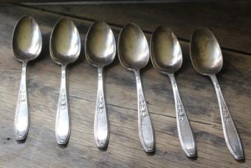 catalog photo of vintage silver plate tablespoons, serving spoon set of six 1847 Rogers Ambassador pattern