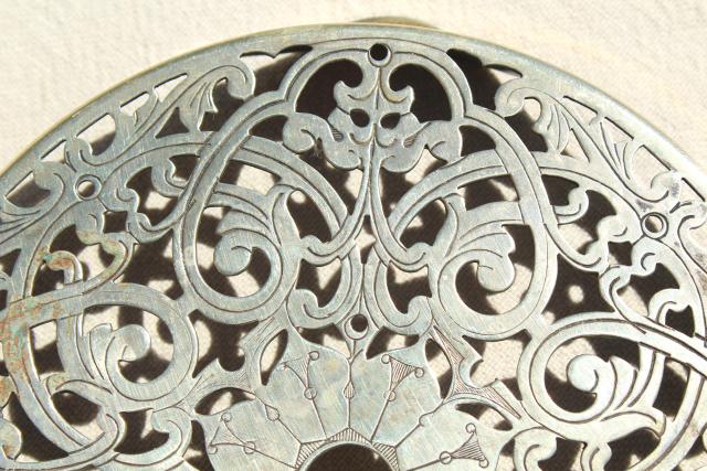 photo of vintage silver plate trivet collection, tea table / buffet trivets #9