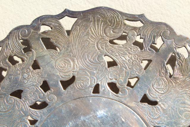 photo of vintage silver plate trivet collection, tea table / buffet trivets #13