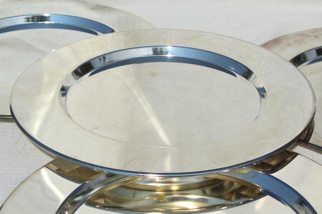 photo of vintage silver plated charger plates or trays, four plate set made in India #3