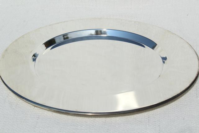 photo of vintage silver plated charger plates or trays, four plate set made in India #4