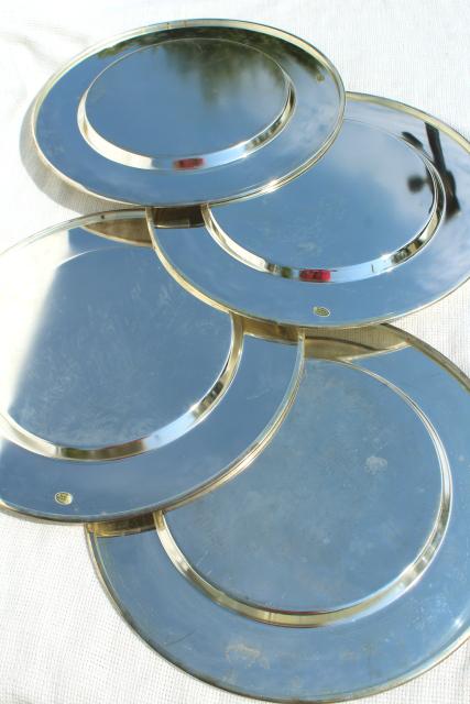 photo of vintage silver plated charger plates or trays, four plate set made in India #8