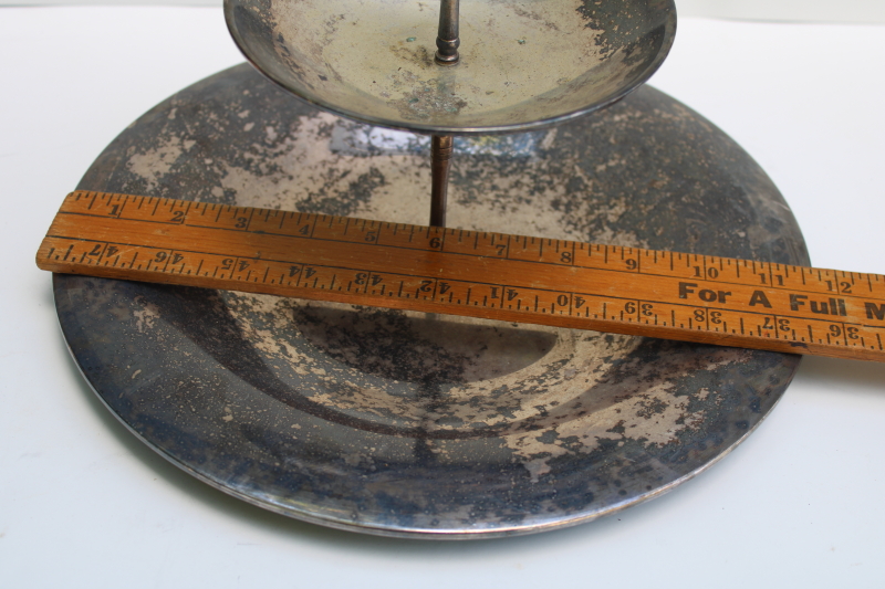 photo of vintage silver plated tiered tray, two tier dessert stand serving plate  #2