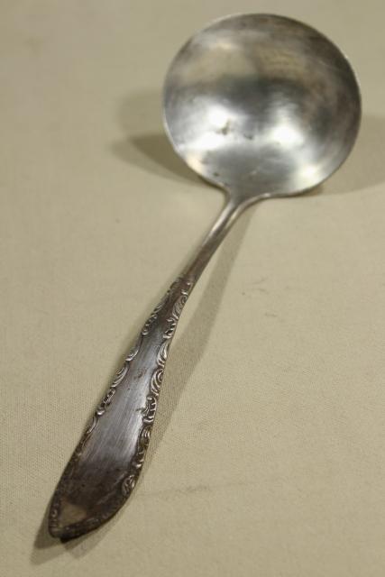 photo of vintage silver punch ladle, silverplated ladle for glass punch bowl set #2