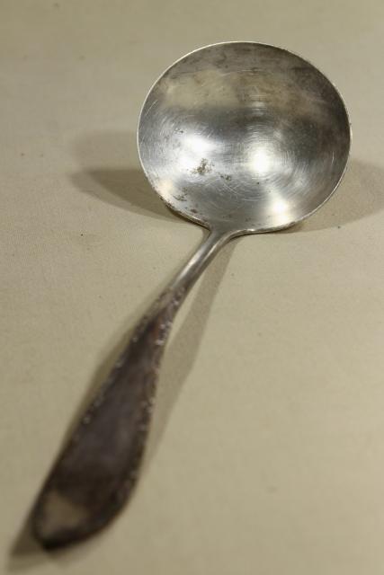 photo of vintage silver punch ladle, silverplated ladle for glass punch bowl set #3