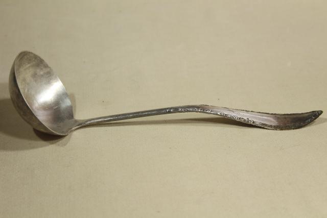 photo of vintage silver punch ladle, silverplated ladle for glass punch bowl set #4