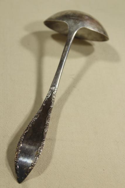 photo of vintage silver punch ladle, silverplated ladle for glass punch bowl set #7