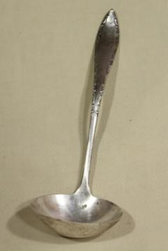 catalog photo of vintage silver punch ladle, silverplated ladle for glass punch bowl set