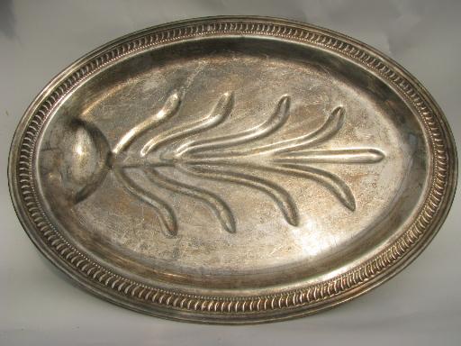 photo of vintage silver / sheffield plate meat platters, tree and well for drippings #3