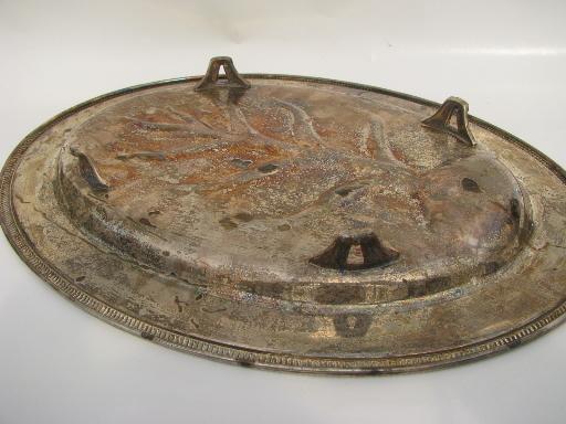 photo of vintage silver / sheffield plate meat platters, tree and well for drippings #7