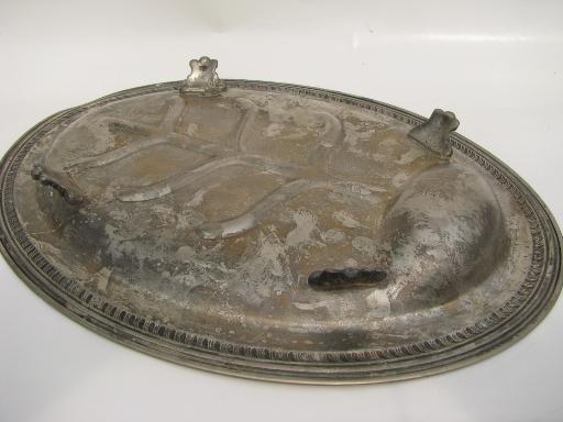 photo of vintage silver / sheffield plate meat platters, tree and well for drippings #10