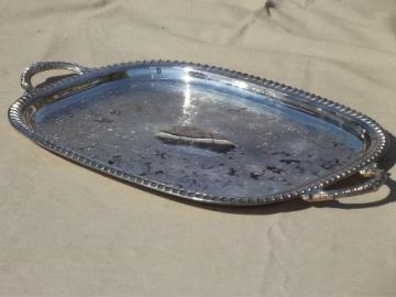 catalog photo of vintage silver tray, large serving tray or hall table tray w/ handles