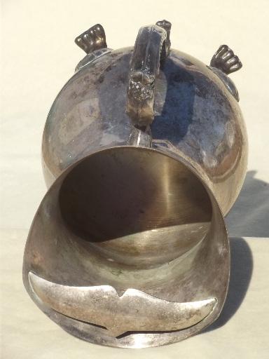 photo of vintage silver water pitcher, Leonard silver plate paw foot footed pitcher  #6