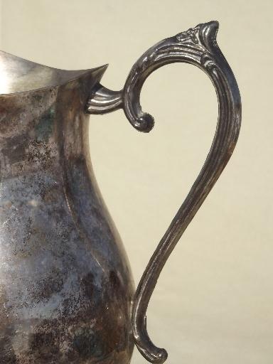 photo of vintage silver water pitcher, Leonard silver plate paw foot footed pitcher  #7