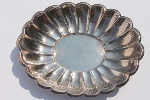 photo of vintage silverplate serving pieces lot, fluted scalloped silver bowls #4