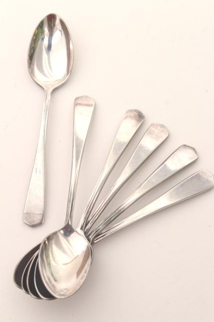 photo of vintage silverplated demitasse spoon set, International silver tiny spoons #1