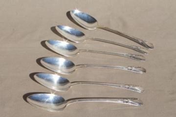 catalog photo of vintage silverware lot, Avalon pattern Wm Rogers silver plate flatware table serving spoons