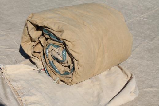 photo of vintage sleeping bag, game birds print cotton flannel lined canvas w/ storage bag #2