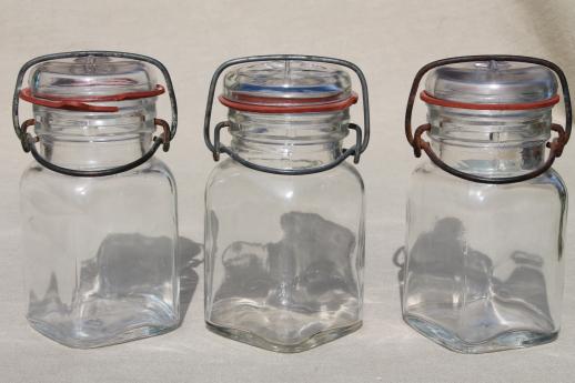 photo of vintage small mason jars, glass kitchen canisters w/ lightning lids storage jar  #3